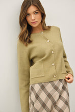 Load image into Gallery viewer, Lt. Olive Gold Button Cardigan Top