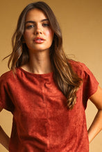 Load image into Gallery viewer, Rust Suede Slvls Crop Top