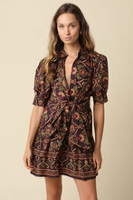 Load image into Gallery viewer, Chocolate Multi Print Tie Waist Dress