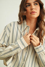 Load image into Gallery viewer, Blue Striped Button Down Top + Short Set