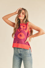 Load image into Gallery viewer, Orange/Magenta Floral Sweater Vest