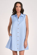 Load image into Gallery viewer, Light Blue Slvls Button Collared Dress