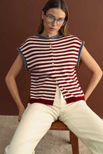Load image into Gallery viewer, Maroon Combo Striped Slvls Sweater Vest