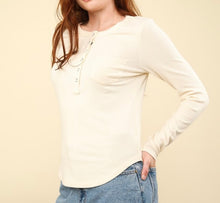 Load image into Gallery viewer, Cream Soft LS Brushed Ribbed Knit Top