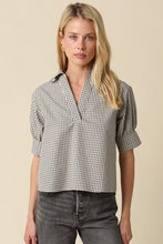 Load image into Gallery viewer, Cream/Black Gingham Puff Slv Blouse