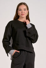 Load image into Gallery viewer, Black Mixed Media Sweatshirt Top