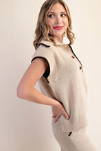 Load image into Gallery viewer, Beige Collar Stitched Sweater Top