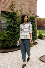 Load image into Gallery viewer, Perfect White Tee Oatmeal/Navy Stripe Rugby Sweater