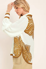 Load image into Gallery viewer, Ivory/Tan Printed LS Button Down Top