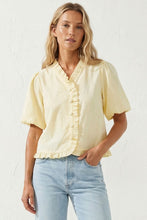 Load image into Gallery viewer, Pale Yellow Ruffle Bubble Slv Top