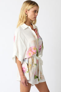 White Floral Tie Front Romper