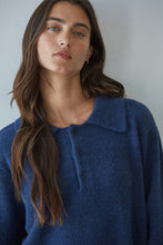 Load image into Gallery viewer, Navy Button Collared Sweater