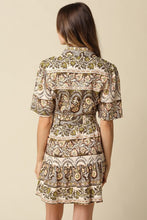 Load image into Gallery viewer, Natural Olive Printed Button Down Belted Dress