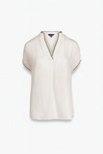 Load image into Gallery viewer, Whipstitch SS V-Neck Blouse Beige