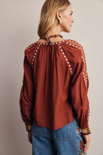 Load image into Gallery viewer, Marsala Boho Embroidered Tassel Blouse