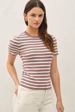 Load image into Gallery viewer, Coco/White Striped Knit SS Top