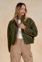Load image into Gallery viewer, Olive Corduroy Trim Jacket
