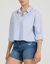 Load image into Gallery viewer, Cropped Adrianna Top Skyway Cafe Stripe