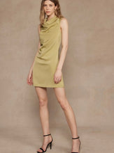 Load image into Gallery viewer, Lt. Olive Satin Draped Dress