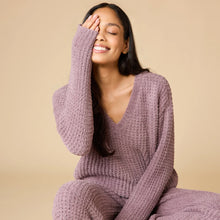 Load image into Gallery viewer, Softies Driftwood Waffle Marshmallow V-Neck + Pant Set