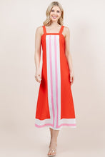 Load image into Gallery viewer, Red/Pink Striped Slvls Square Neck Maxi Dress