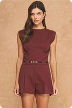 Load image into Gallery viewer, Maroon Pleated Shorts w/ Belt