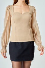 Load image into Gallery viewer, Taupe Organza Slv Knit Top