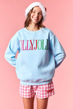 Load image into Gallery viewer, Lt. Blue Holly Jolly Letter Fleece Sweatshirt
