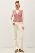 Load image into Gallery viewer, Strawberry Cable Knit Button V-Neck Sweater Vest