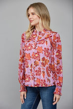 Load image into Gallery viewer, Lavender Multi Print LS Button Down Blouse