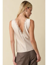 Load image into Gallery viewer, Satin Lace Trim V-Neck Tank Top Champagne