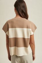 Load image into Gallery viewer, Mocha/Cream Striped SS Sweater Top
