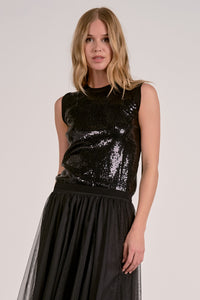 Black Slvls Sequin Tank Top