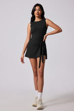 Load image into Gallery viewer, Black Slvls Tie Frnt Tennis Skort Dress