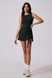 Black Slvls Tie Frnt Tennis Skort Dress
