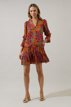 Load image into Gallery viewer, Rust/Brown Floral Shift Mini Dress