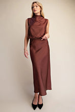 Load image into Gallery viewer, Mocha Polka Dot Satin Skirt