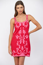 Load image into Gallery viewer, Red Embroidered Mini Shift Dress