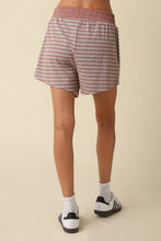Load image into Gallery viewer, Grey/Mauve Striped Soft Top + Shorts Set