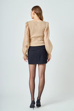 Load image into Gallery viewer, Taupe Organza Slv Knit Top