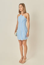 Load image into Gallery viewer, Powder Blue/White Halter Dress