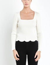 Load image into Gallery viewer, Cream Scallop Hem Sweater