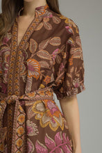 Load image into Gallery viewer, Terra Cotta Printed Tie Waist Midi Dress