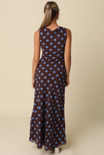 Load image into Gallery viewer, Brown/Blue Polka Dot Midi Dress