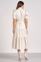 Load image into Gallery viewer, White Leather Tie Frnt Midi Dress