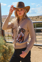 Load image into Gallery viewer, Taupe/Brown Horse Knit Cardigan