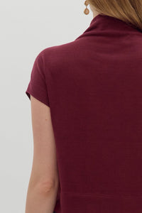 Knit Mock Neck SS Top