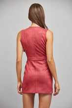Load image into Gallery viewer, Maroon Suede Fringe Trimmed Fitted Dress