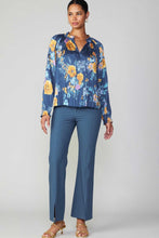 Load image into Gallery viewer, Blue Multi Floral LS Tie Frnt Blouse