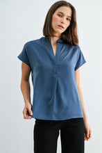 Load image into Gallery viewer, Blue Satin Dolman Slv Blouse